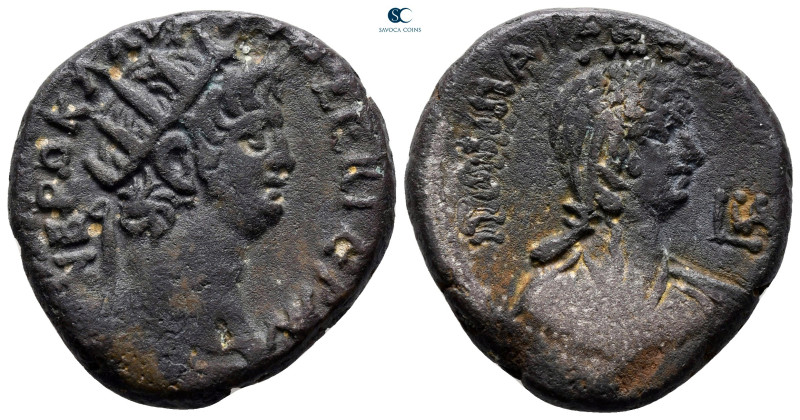 Egypt. Alexandria. Nero with Poppaea AD 54-68. Dated RY 11=AD 64/5
Billon-Tetra...