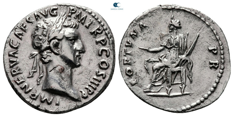 Nerva AD 96-98. Rome
Denarius AR

19 mm, 3,53 g

IMP NERVA CAES AVG P M TR ...