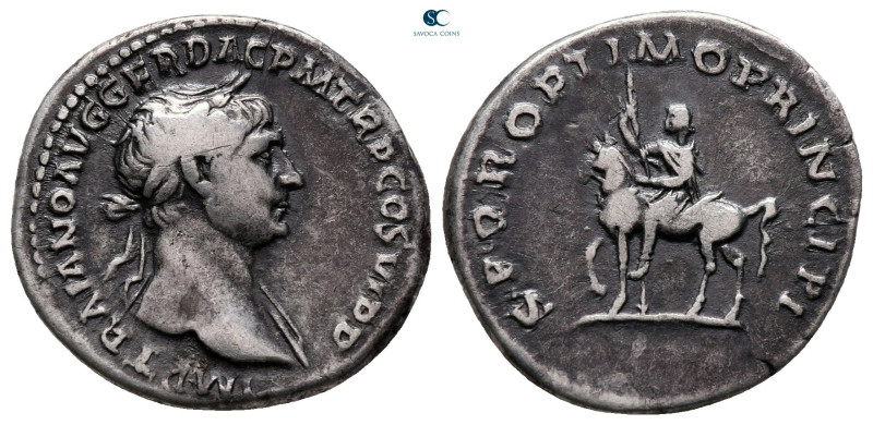 Trajan AD 98-117. Rome
Denarius AR

19 mm, 3,22 g

IMP TRAIANO AVG GER DAC ...