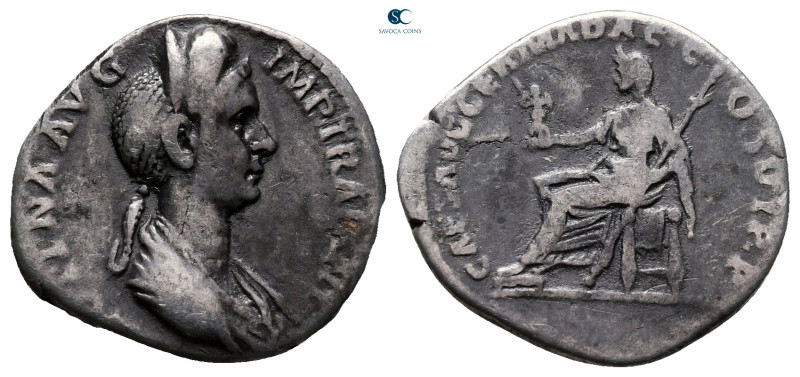 Plotina. Augusta AD 105-123. Rome
Denarius AR

18 mm, 2,90 g

[PLOT]INA AVG...