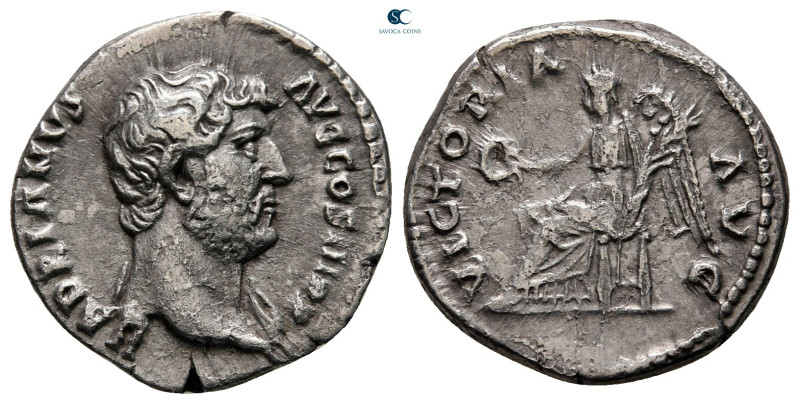 Hadrian AD 117-138. Rome
Denarius AR

17 mm, 2,96 g

HADRIANVS AVG COS III ...