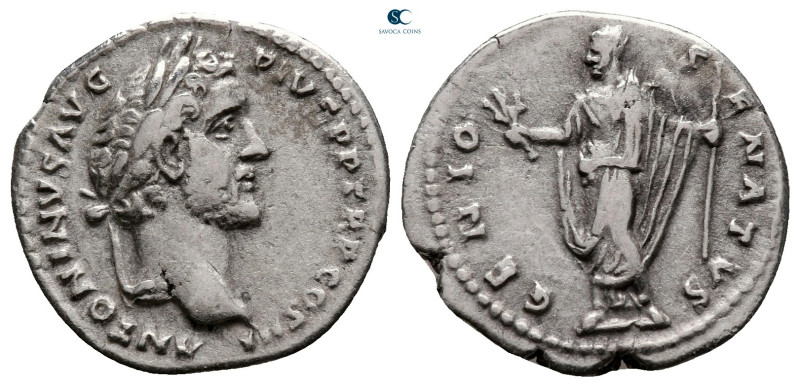 Antoninus Pius AD 138-161. Rome
Denarius AR

18 mm, 3,19 g

ANTONINVS AVG P...