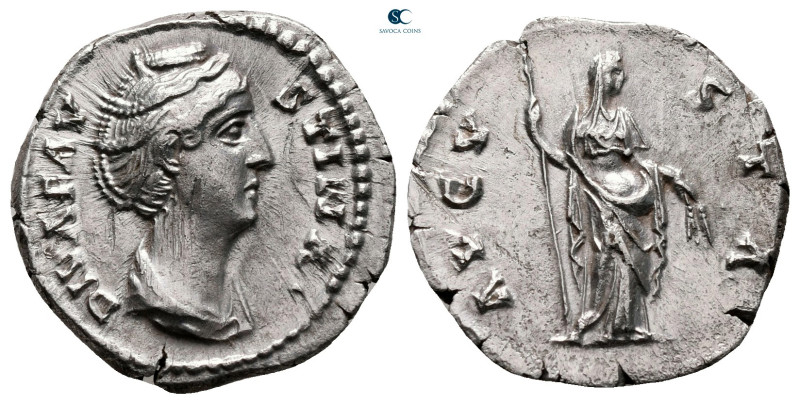 Diva Faustina I AD 140-141. Rome
Denarius AR

18 mm, 2,97 g

DIVA FAVSTINA,...