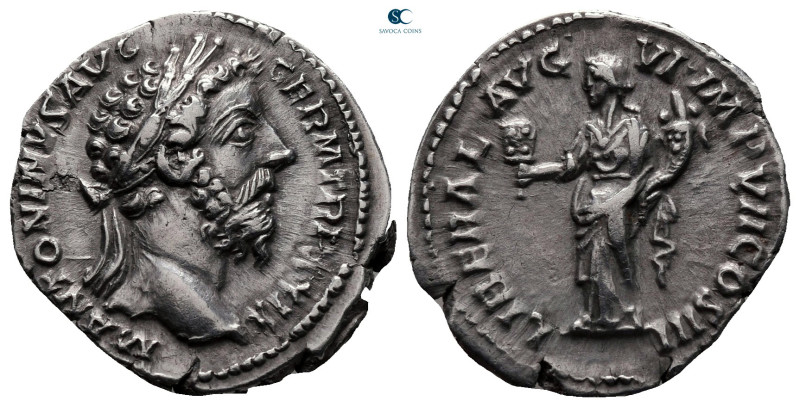 Marcus Aurelius AD 161-180. Rome
Denarius AR

19 mm, 3,13 g

M ANTONINVS AV...