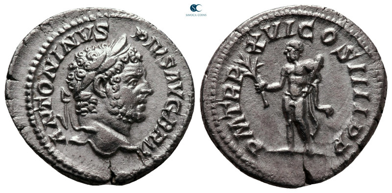 Caracalla AD 198-217. Rome
Denarius AR

20 mm, 2,62 g

ANTONINVS PIVS AVG B...