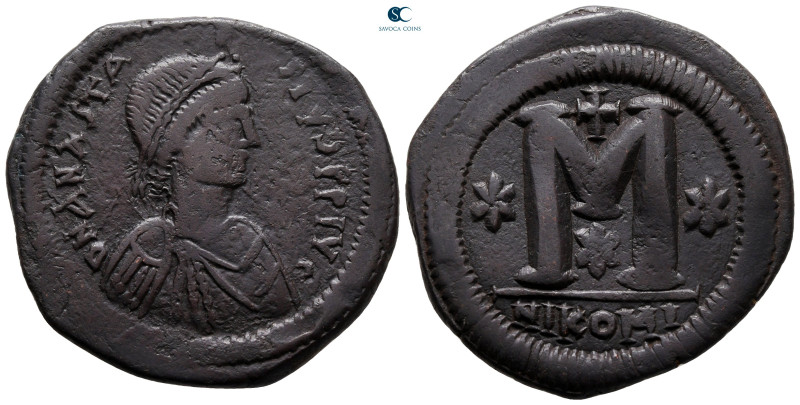 Anastasius I AD 491-518. Nikomedia
Follis or 40 Nummi Æ

35 mm, 18,19 g

DN...