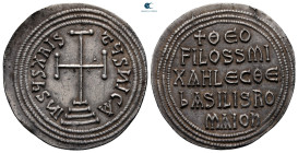 Theophilus, with Michael III. AD 829-842. Constantinople. Miliaresion AR