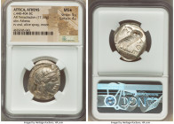 ATTICA. Athens. Ca. 440-404 BC. AR tetradrachm (27mm, 17.19 gm, 7h). NGC MS S 5/5 - 4/5. Mid-mass coinage issue. Head of Athena right, wearing earring...