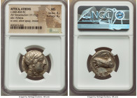 ATTICA. Athens. Ca. 440-404 BC. AR tetradrachm (24mm, 17.15 gm, 2h). NGC MS 4/5 - 4/5. Mid-mass coinage issue. Head of Athena right, wearing earring, ...