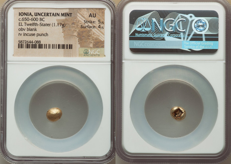 IONIA. Uncertain mint. Ca. 650-600 BC. EL 1/12 stater or hemihecte (8mm, 1.17 gm...