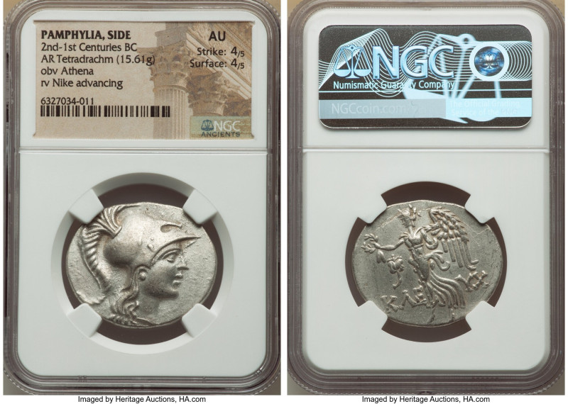 PAMPHYLIA. Side. Ca. 2nd-1st centuries BC. AR tetradrachm (32mm, 15.61 gm, 11h)....