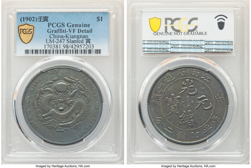 Kiangnan. Kuang-hsü Dollar CD 1902 VF Details (Graffiti) PCGS, KM-Y145a.8, L&M-2...