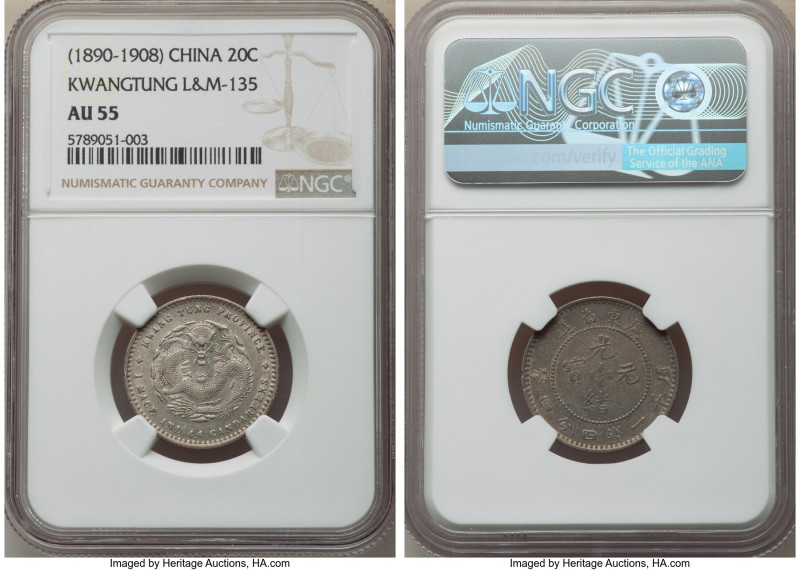 Kwangtung. Pair of Certified 20 Cents NGC, 1) Kuang-hsü 20 Cents ND (1890-1908) ...