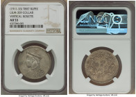 Tibet. Theocracy Rupee ND (1911-1933) AU53 NGC, KM-Y3.2, L&M-359. Vertical rosette, with collar variety. This dolphin-gray toned Rupee shows slight hi...