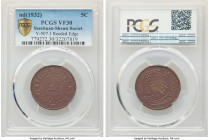 Chinese Soviet Republic (Kiangsi) 5 Cents ND (c. 1932) VF30 PCGS, KM-Y507.1. Reeded edge. Moderately handled, showing an old patina over the well-defi...