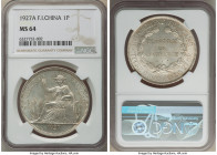 French Colony Piastre 1927-A MS64 NGC, Paris mint, KM5a.1, Lec-303. Displaying somewhat glossy fields with ample remaining die-polish lines in between...