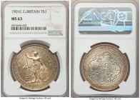 Victoria Trade Dollar 1901-(C) MS63 NGC, Calcutta mint, KM-T5, Prid-12. A radiating choice piece, cascading abundant cartwheel luster from the rainbow...