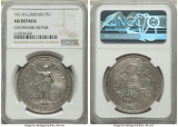 George V Pair of Certified Trade Dollars 1911-B NGC, 1) Trade Dollar, AU Details (Chopmark Repair) 2) Trade Dollar, AU Details (Damaged) Two icy piece...