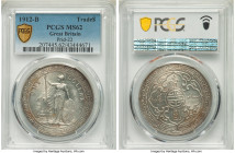 George V Trade Dollar 1912-B MS62 PCGS, Bombay mint, KM-T5, Prid-22. A wonderful selection exhibiting pulsating luster and patchy amber toning. 

HID0...