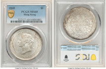 British Colony. Victoria Dollar 1868 MS60 PCGS, Hong Kong mint, KM10, Prid-3, Mars-C41. The final date for this brief, only three-year type, infrequen...