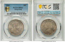 British Colony. Edward VII 50 Cents 1905 MS63 PCGS, KM15, Prid-15. From the lowest mintage date of this series, a choice specimen clad in luster and g...