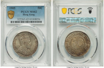 British Colony. Edward VII 50 Cents 1905 MS62 PCGS, KM15. A fairly sharp specimen proudly displaying lingering luster, wearing heavily mottled patinat...