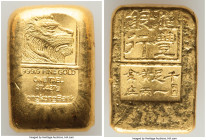 Hongkong Bank gold Tael Ingot ND UNC, KM-X Unl. 17x24mm. 37.45gm. Bank Insignia (Lion Head), with "999.9 Fine Gold - One Tael - 37.427g - Hongkong Ban...