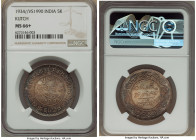 Kutch. Khengarji III 5 Kori VS 1990 (1934) MS66+ NGC, KM-Y53a. A highly lustrous piece ranked as NGC's "top pop," fully deserving of a plus designatio...