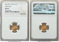 Meiji gold "High Dot" Yen Year 4 (1871) MS64 NGC, Osaka mint, KM-Y9. High dot variety. Thoroughly radiant and dripping with aurous luster at even the ...