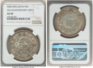 Meiji Counterstamped Yen Year 30 (1897) AU58 NGC, KM-Y28a.5. Host: Meiji Year 28 (1895) Yen; Counterstamp: Gin to right of characters. A popular Japan...