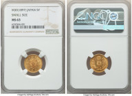 Meiji gold 5 Yen Year 30 (1897) MS63 NGC, Osaka mint, KM-Y32, JNDA 01-8. Small size variety. A captivating representative of the ever-collectible Meij...