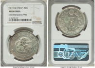Taisho Yen Year 3 (1914) AU Details (Chopmark Repair) NGC, KM-Y38, JNDA 01-10A. A muted specimen with a crescent of pewter toning on the obverse. 

HI...