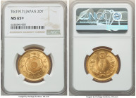 Taisho gold 20 Yen Year 6 (1917) MS65+ NGC, Osaka mint, KM-Y40.2, JNDA 01-6. Incredibly captivating for a type we have handled almost exclusively in g...