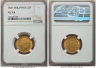 Spanish Colony. Isabel II gold 4 Pesos 1864 AU55 NGC, Manilla mint, KM144. Red toning on scintillating golden surfaces. 

HID09801242017

© 2022 Herit...