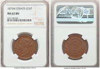 British Colony. Victoria Cent 1875-W MS62 Brown NGC, Soho mint, KM9. A gently circulated specimen, luxuriously silky with milk-chocolate coloration. C...