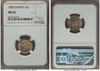 British Colony. Victoria 10 Cents 1900 MS63 NGC, KM11. Despite some scattered residue, an attractive choice piece with scintillating, champagne-toned ...