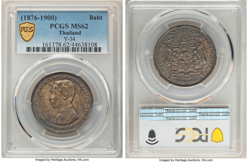 Rama V Baht ND (1876-1900) MS62 PCGS, KM-Y34. A scintillating piece, dressed in ...
