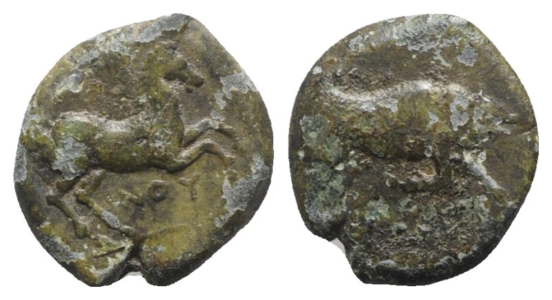 Northern Apulia, Arpi, c. 275-250 BC. Æ (18.5mm, 6.54g, 11h). Poullos, magistrat...