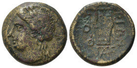 Southern Lucania, Thourioi. Circa 280-260 BC. Æ. (15mm, 2,87g). Laureate head of Apollo left; monogram behind R/ Lyre; ΣΩΣI below. SNG ANS 1197; HN It...