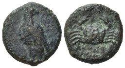Sicily, Akragas, c. 338-317 BC. Æ Onkia? (13mm,1,85g). Eagle standing l., head r. R/ Crab. CNS I, 113; SNG ANS 1103; HGC 2, 152. Near VF
