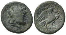 Sicily, Tyndaris. Roman rule, after 214 BC. Æ (20,5mm, 5,67g). Laureate head of Zeus r. R/ Eagle standing r. on thunderbolt. CNS I, 19; SNG ANS 1164; ...