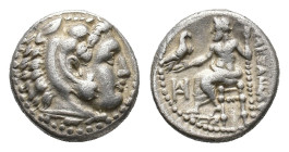 Kings of Macedon, Alexander III ‘the Great’ (336-323 BC). AR Drachm (14mm, 4.20g). Miletos, c. 325-3 BC. Head of Herakles r. wearing lion's skin. R/ Z...