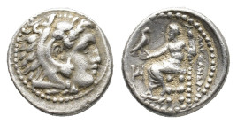 Kings of Macedon, Alexander III ‘the Great’ (336-323 BC). AR Drachm (15.5mm, 4.25g). Miletos, c. 325-3 BC. Head of Herakles r. wearing lion's skin. R/...