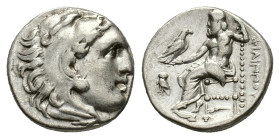 Kings of Macedon, Philip III Arrhidaios (323-317 BC). AR Drachm (16mm, 4.25g). Abydos. Head of Herakles r., wearing lion skin. R/ Zeus Aëtophoros seat...