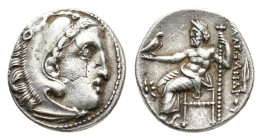 Kings of Macedon, Philip III Arrhidaios (323-317). AR Drachm (16mm, 4.31g). In the name and types of Alexander III. Kolophon, c. 322-319. Head of Hera...
