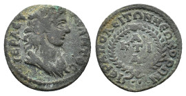 Phrygia, Hierapolis. Pseudo-autonomous, time of Elagabalus. Æ (22mm, 5.45g). Draped bust of Senate r. R/ ΑΚΤΙΑ within wreath. RPC VI online 5485 (temp...