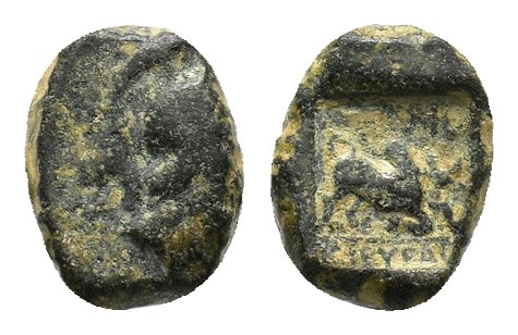 Phrygia, Kibyra, c. 2nd century BC. Æ (9mm, 2.62g). Helmeted head of Athena r. R...