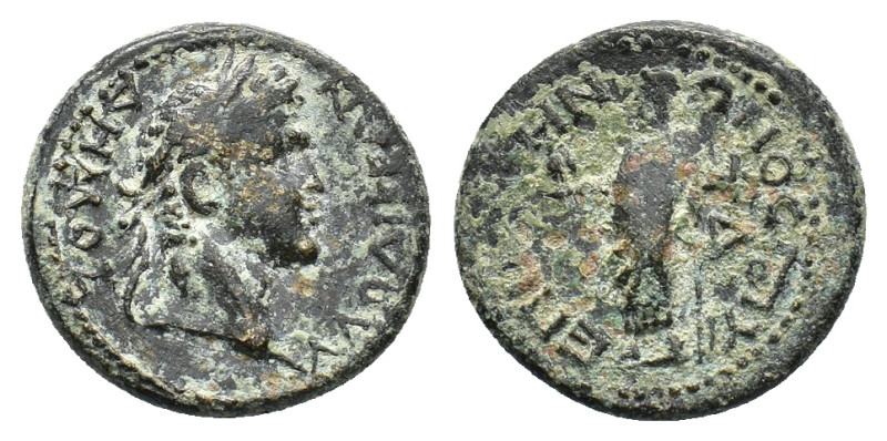 Phrygia, Laodikeia, c. AD 50-54. Æ (20mm, 5.35g). Anto-, magistates. Laureate he...