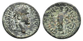 Phrygia, Laodikeia, c. AD 50-54. Æ (20mm, 5.35g). Anto-, magistates. Laureate head of Demos r. R/ Zeus Laodikeios standing l., holding nike and sceptr...