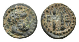 Pisidia, Selge, c. 2nd-1st century BC. Æ (13mm, 2.24g). Head of Herakles r. R/ Thunderbolt and bow. SNG BnF 1997. Near VF